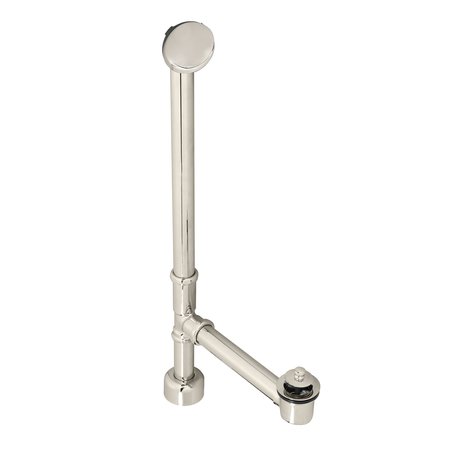 WESTBRASS All Finished European Pull & Drain Bath Waste, 14" Make-Up, 17 Ga. Tubing in Polished Nickel D3263HK-05